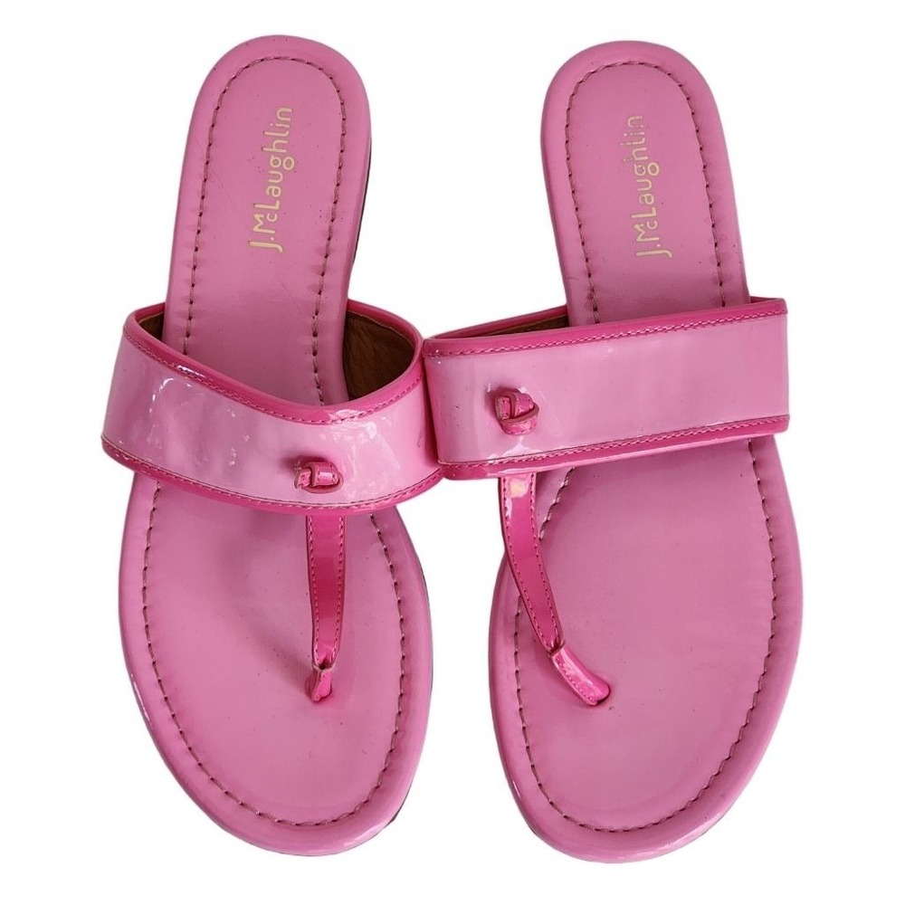 J. McLaughlin Leslie Pink Patent Leather Flip Flop Thong Sandals‎ Size 9